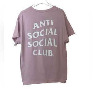 FINAL SALE Anti Social Social Club Pale Pink and White Cotton Short Sleeve Top L